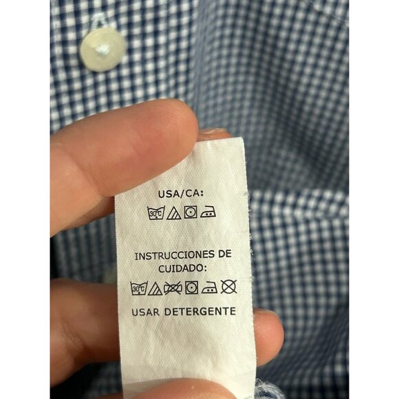 Chaps Mens Short Sleeve Button-Up Shirt Blue Gingham Check Sz XL - Picture 6 of 9